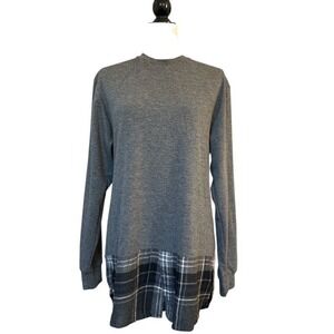 Public School NY Tunic Top Plaid Hem Long Sleeve Gray‎ Pullover Women's Size S